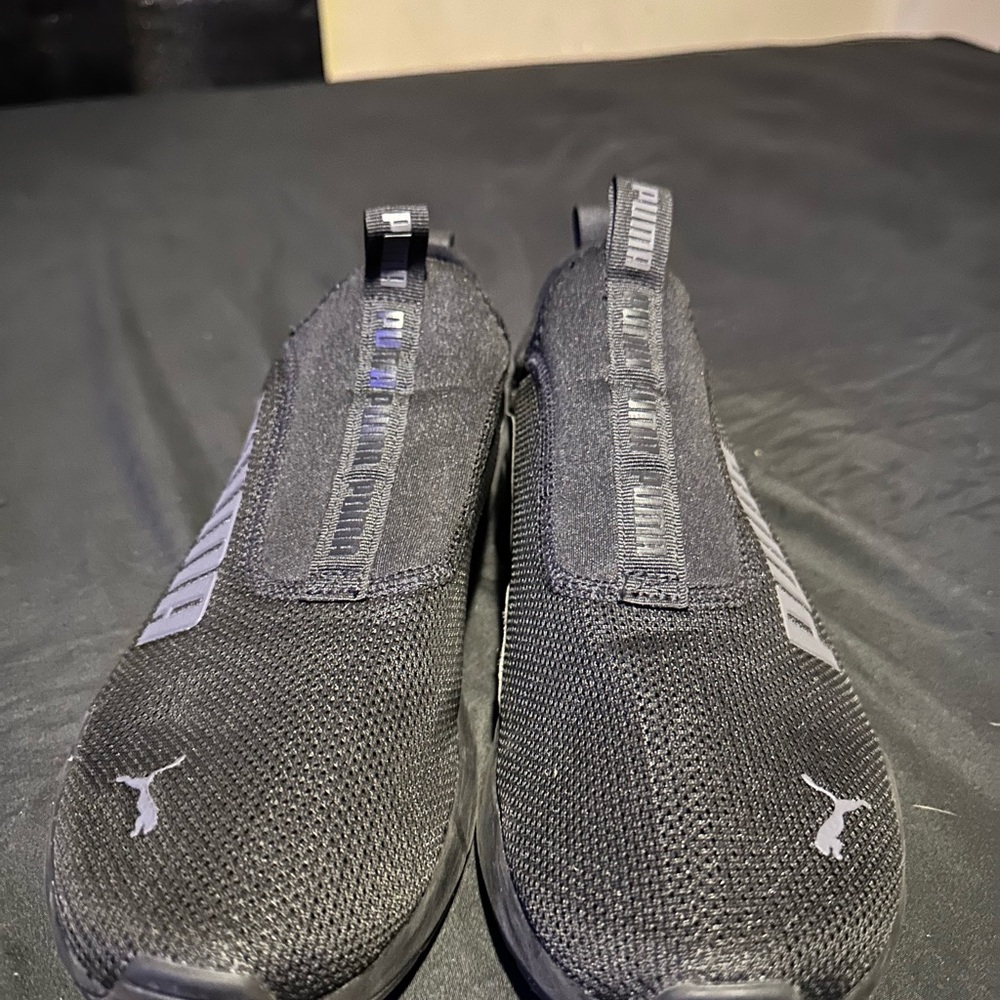 Puma Black Slip-On Sneakers with Breathable Knit Upper